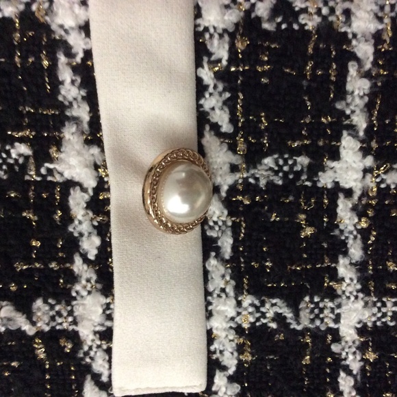 SHEIN Button Front Black and White Tweed Jacket, Size XS - Picture 4 of 4